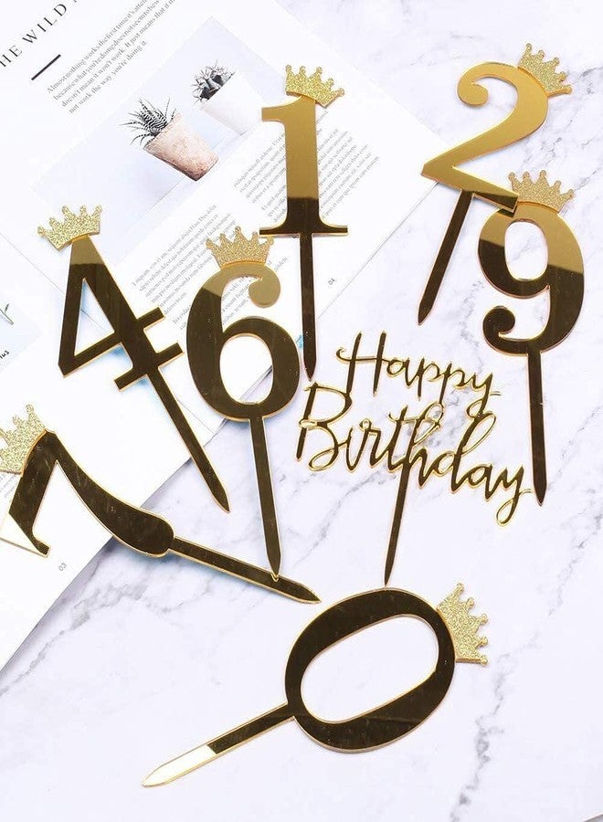 بارتيسانث زينة كعكة عيد ميلاد ذهبية رقم 1 من بارتيسانثي، زينة كعكة عيد ميلاد سعيد، زينة كعكة عيد الميلاد الأول، زينة كعكة ذهبية على شكل تاج، زينة كعكة على شكل رقم، قطعة واحدة - Image 4